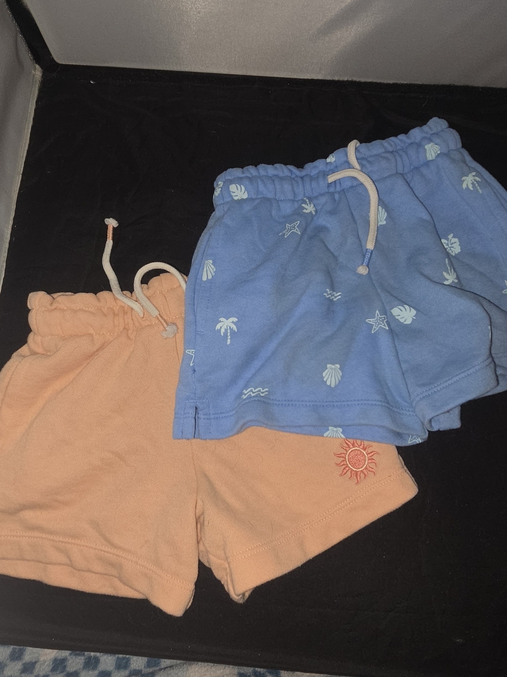 Kids Drawstring Jersey Shorts - Blue and Peach Size 4